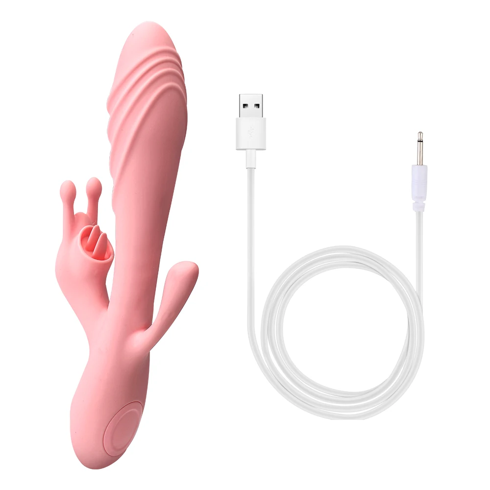 22cm Heated Rabbit Vibrators For Women Clitoris Licks Vaginal Stimulator Butt Anal Plug Dildos Female Masturbator Sex Toy Erotic