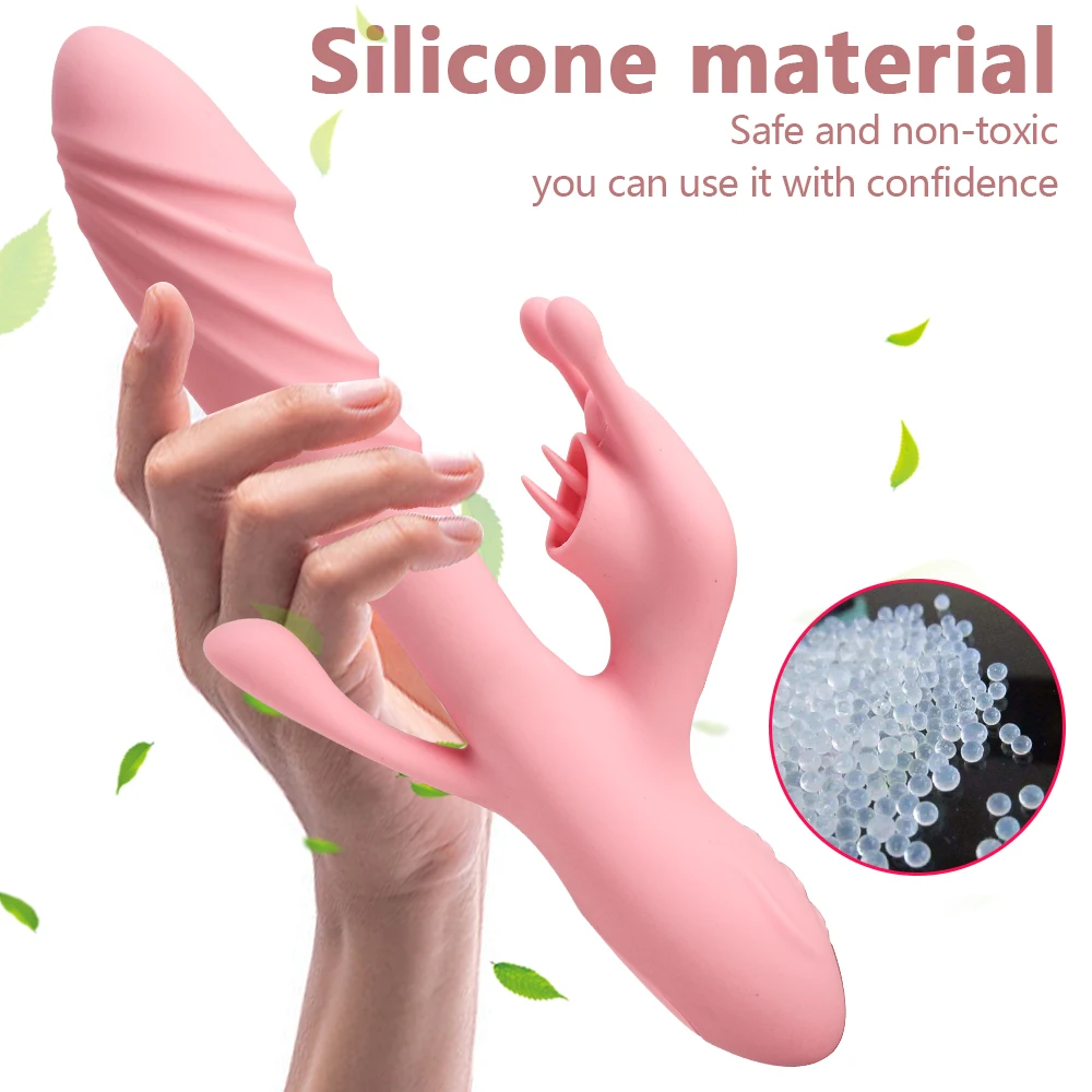22cm Heated Rabbit Vibrators For Women Clitoris Licks Vaginal Stimulator Butt Anal Plug Dildos Female Masturbator Sex Toy Erotic