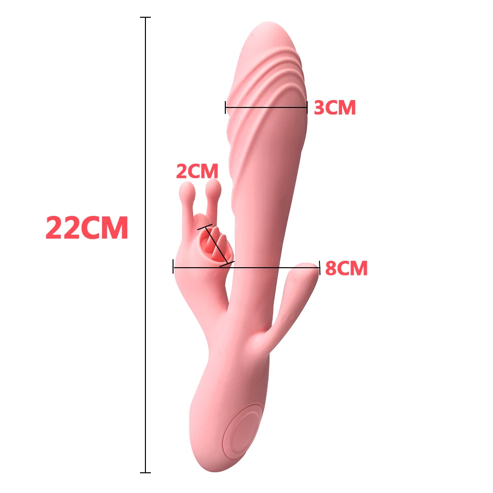 22cm Heated Rabbit Vibrators For Women Clitoris Licks Vaginal Stimulator Butt Anal Plug Dildos Female Masturbator Sex Toy Erotic