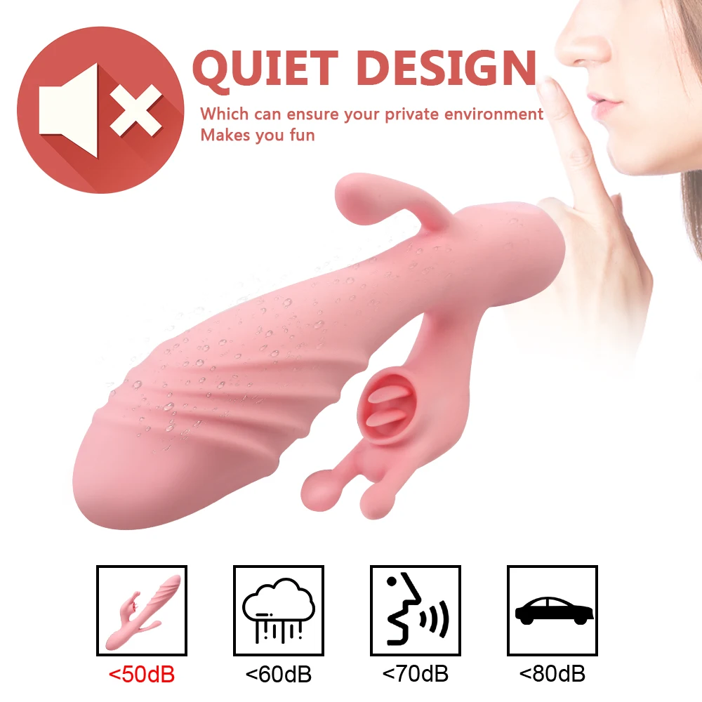 22cm Heated Rabbit Vibrators For Women Clitoris Licks Vaginal Stimulator Butt Anal Plug Dildos Female Masturbator Sex Toy Erotic
