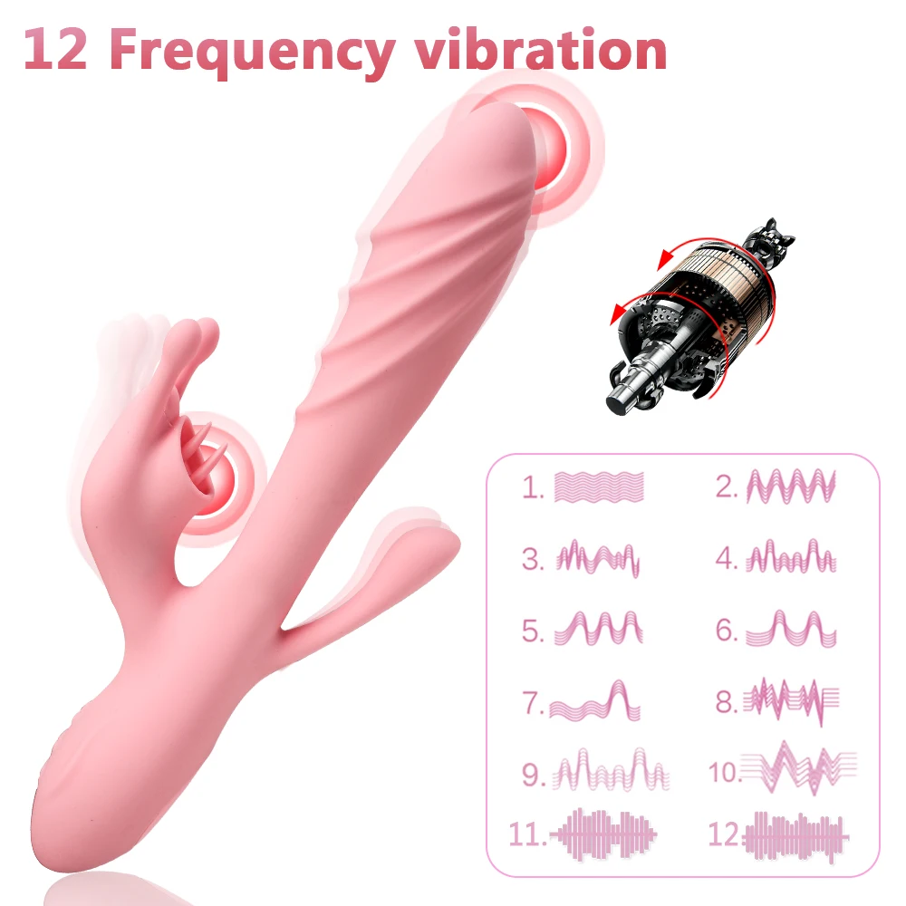 22cm Heated Rabbit Vibrators For Women Clitoris Licks Vaginal Stimulator Butt Anal Plug Dildos Female Masturbator Sex Toy Erotic