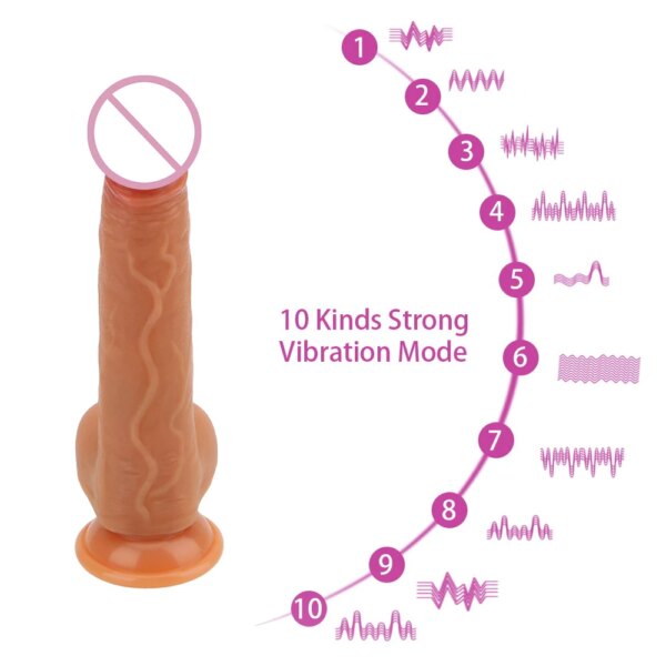22cm Realistic Penis Heated Dildo Automatic Stretching Vibrators for Women Vaginal Anal Plug Female Masturbator Sex Toys Adults