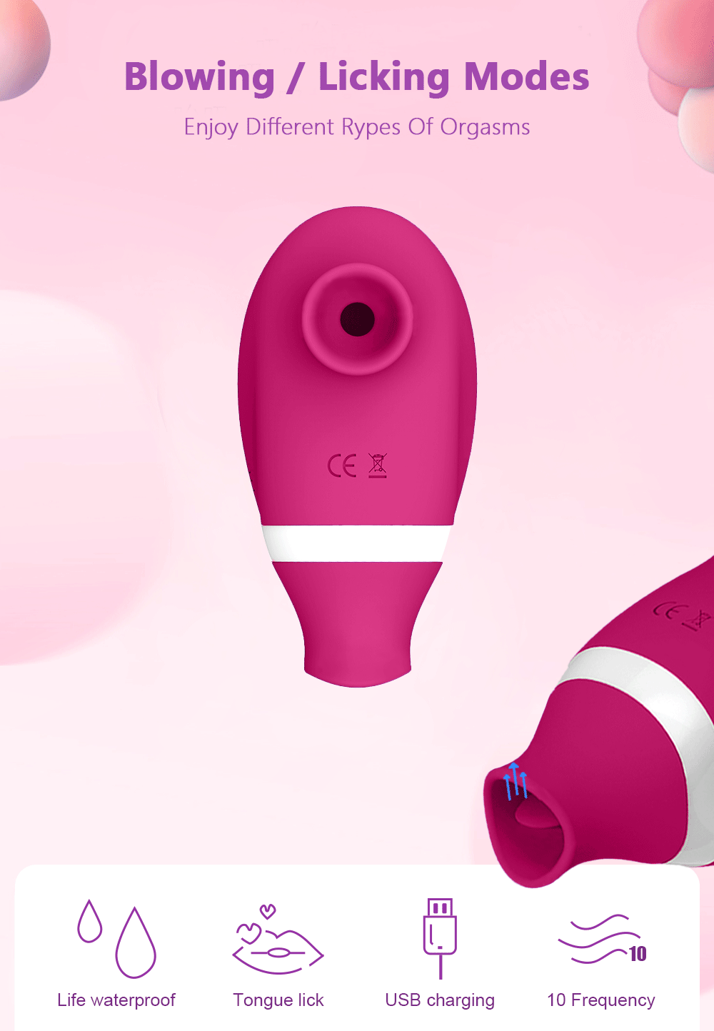 2 in 1 Clitoral Sucking Vibrator Women G-Spot Suction Cup Licking Dual Stimulation Nipple Massager Women Hardcore Adult Sex Toy