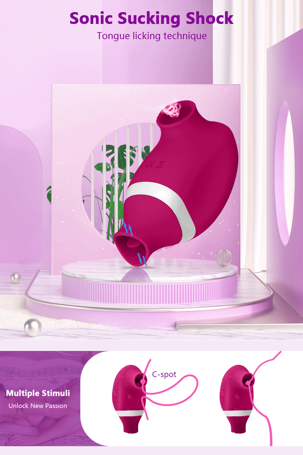 2 in 1 Clitoral Sucking Vibrator Women G-Spot Suction Cup Licking Dual Stimulation Nipple Massager Women Hardcore Adult Sex Toy