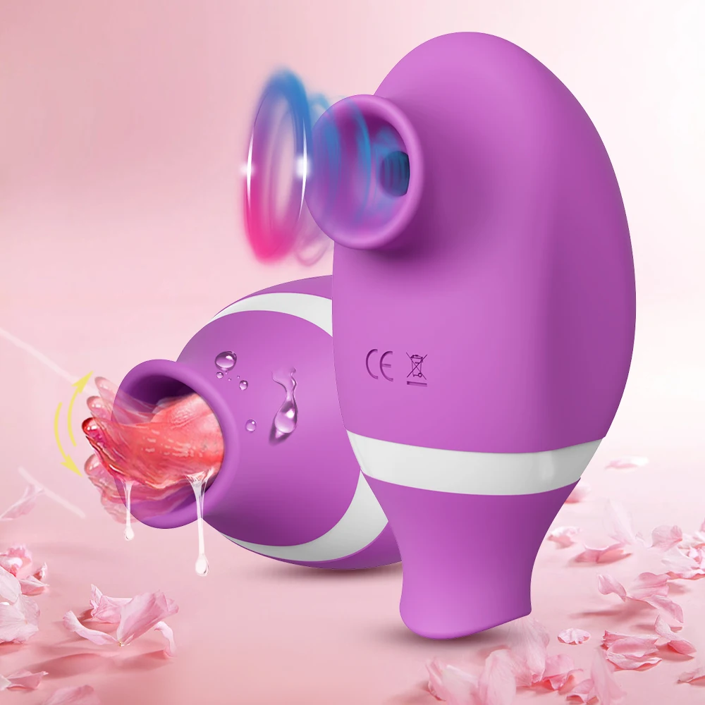 2 in 1 Clitoral Sucking Vibrator Women G-Spot Suction Cup Licking Dual Stimulation Nipple Massager Women Hardcore Adult Sex Toy