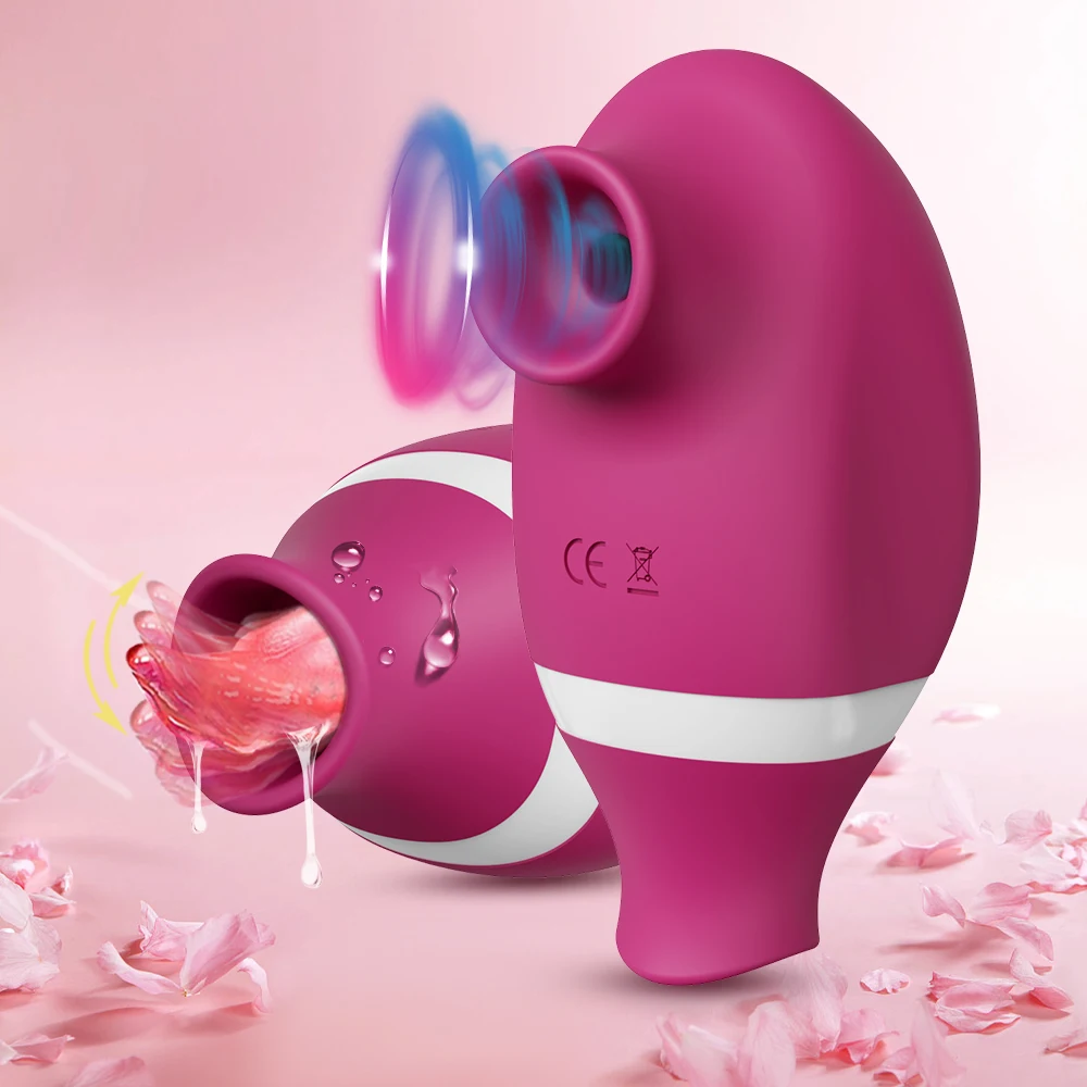 2 in 1 Clitoral Sucking Vibrator Women G-Spot Suction Cup Licking Dual Stimulation Nipple Massager Women Hardcore Adult Sex Toy
