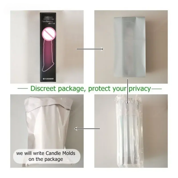 Realistic Silicone Penis Extender Sleeve Delay Ejaculation Reusable Condoms Sex Toys For Men Cock Sleeve (Privacy Box)