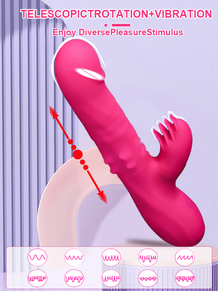 Rabbit Vibrator for Women Vagina G-Spot Clitoris Stimulator Thrusting Telescopic Rotating Dildo Vibrating Sex Toys for Adult