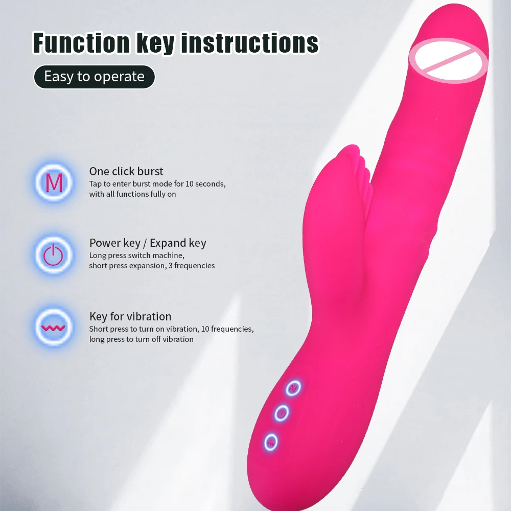 Rabbit Vibrator for Women Vagina G-Spot Clitoris Stimulator Thrusting Telescopic Rotating Dildo Vibrating Sex Toys for Adult
