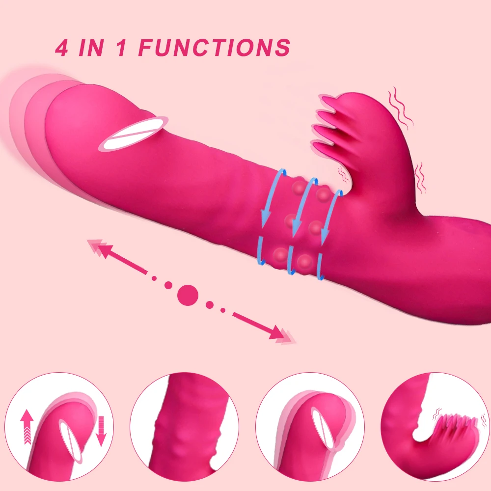 Rabbit Vibrator for Women Vagina G-Spot Clitoris Stimulator Thrusting Telescopic Rotating Dildo Vibrating Sex Toys for Adult