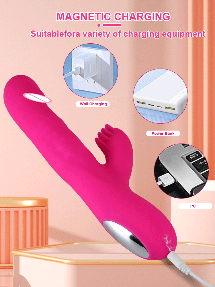 Rabbit Vibrator for Women Vagina G-Spot Clitoris Stimulator Thrusting Telescopic Rotating Dildo Vibrating Sex Toys for Adult