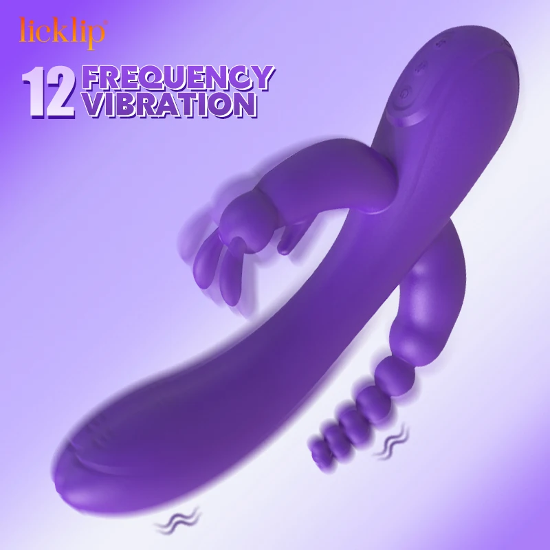 LICKLIP 3 In 1 G Spot Rabbit Vibrator Dildo for Women Anal Plug Clitoris Stimulator Female Masturbation Sex Toys 18