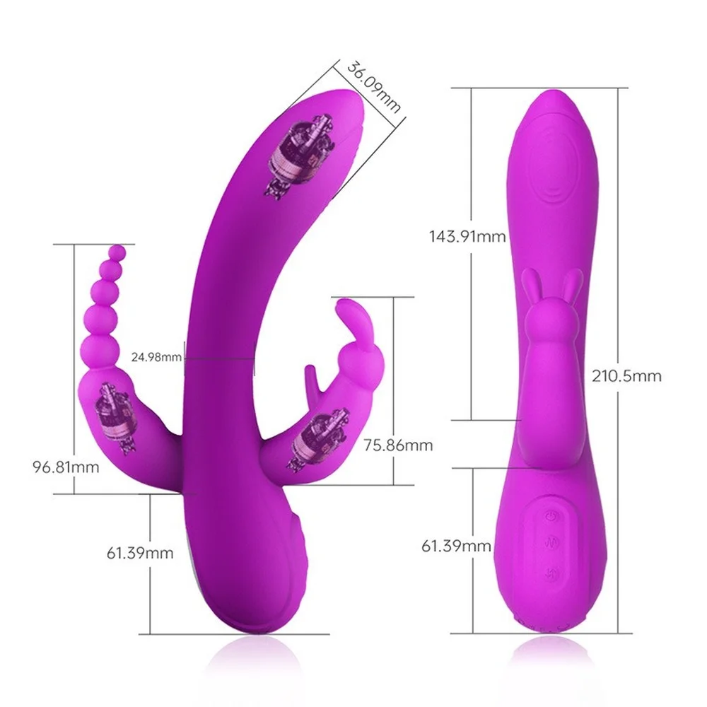 LICKLIP 3 In 1 G Spot Rabbit Vibrator Dildo for Women Anal Plug Clitoris Stimulator Female Masturbation Sex Toys 18