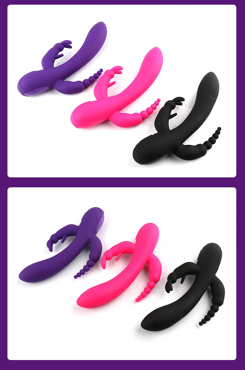 LICKLIP 3 In 1 G Spot Rabbit Vibrator Dildo for Women Anal Plug Clitoris Stimulator Female Masturbation Sex Toys 18