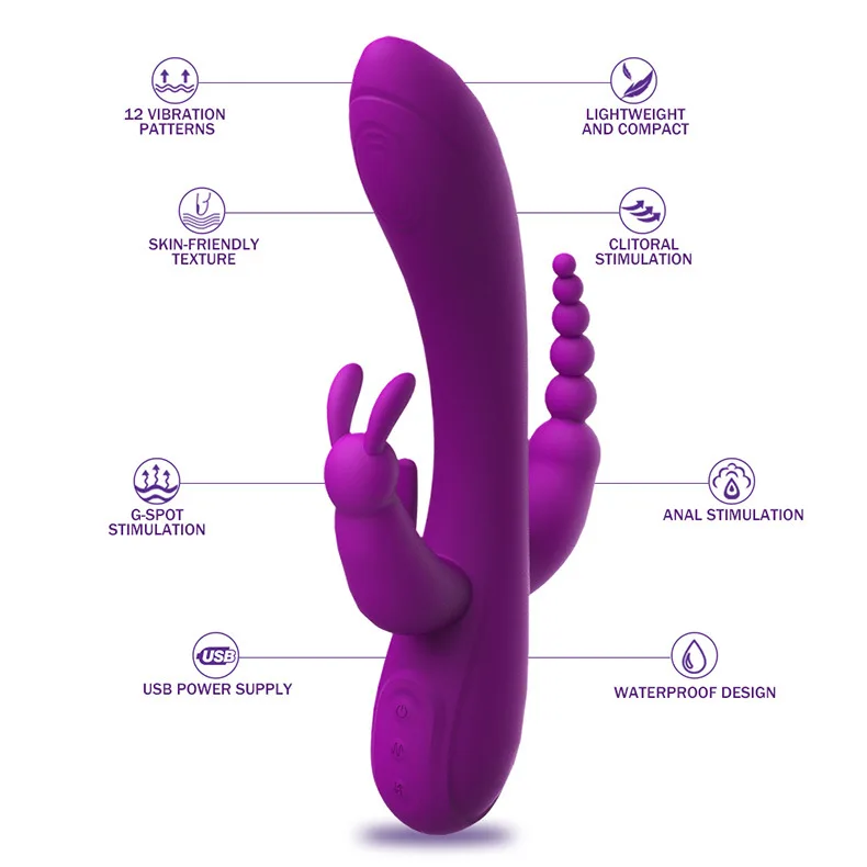 LICKLIP 3 In 1 G Spot Rabbit Vibrator Dildo for Women Anal Plug Clitoris Stimulator Female Masturbation Sex Toys 18