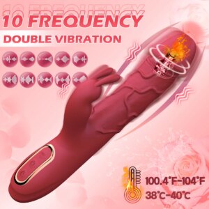 Vibrator Dildo for Women Rabbit Vibrator Realistic Vibrators Clitoral Stimulator 10 Vibration Modes Heating Sex Toys for Women