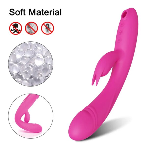 G Spot Rabbit Vibrator for Women 3 in 1 Clitoris Sucker Dildo Sucking Vibrator Female Vacuum Stimulator Sex Toys for Adults 18