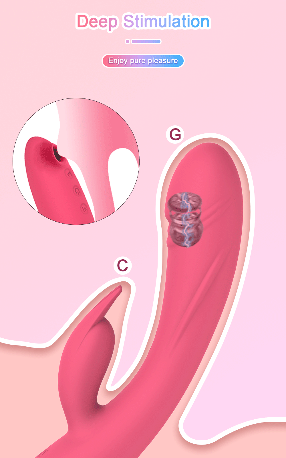 G Spot Rabbit Vibrator for Women 3 in 1 Clitoris Sucker Dildo Sucking Vibrator Female Vacuum Stimulator Sex Toys for Adults 18