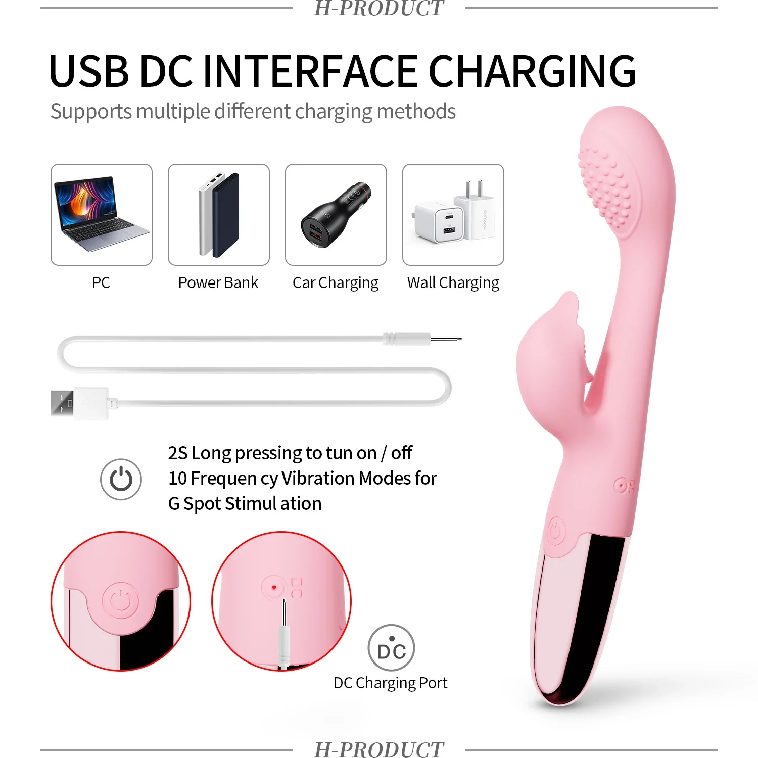 G Spot Dildo Vibrator for Women Rabbit Vibration Silicone Waterproof Female Vagina Stimulation Clitoris Anal Massager Sex Toys