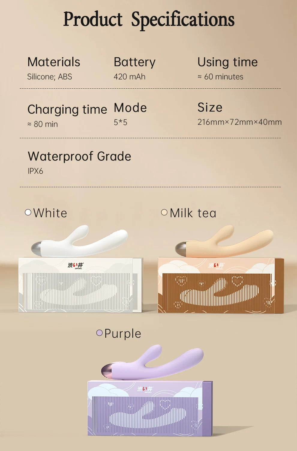 DRY WELL Rabbit Vibrator with Unique Patting Function Clitoris Stimulator Dildo with 10 Powerful Modes Dual Motor Stimulator