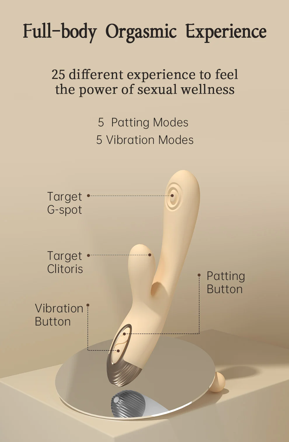 DRY WELL Rabbit Vibrator with Unique Patting Function Clitoris Stimulator Dildo with 10 Powerful Modes Dual Motor Stimulator