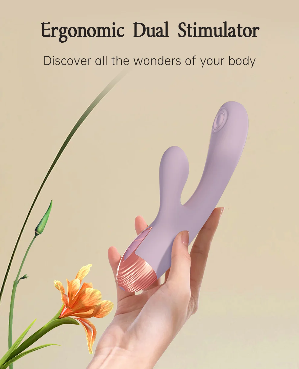 DRY WELL Rabbit Vibrator with Unique Patting Function Clitoris Stimulator Dildo with 10 Powerful Modes Dual Motor Stimulator