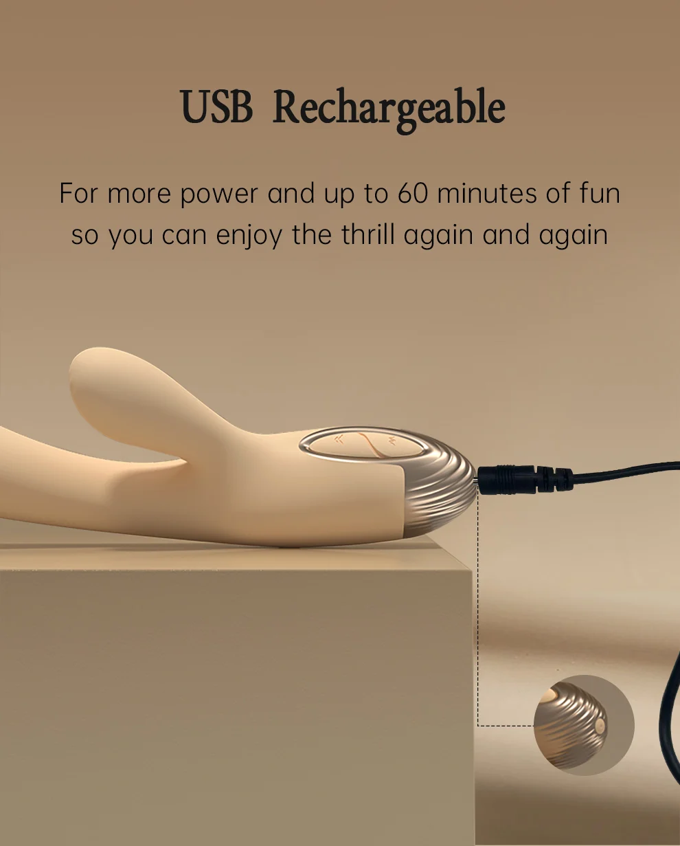 DRY WELL Rabbit Vibrator with Unique Patting Function Clitoris Stimulator Dildo with 10 Powerful Modes Dual Motor Stimulator