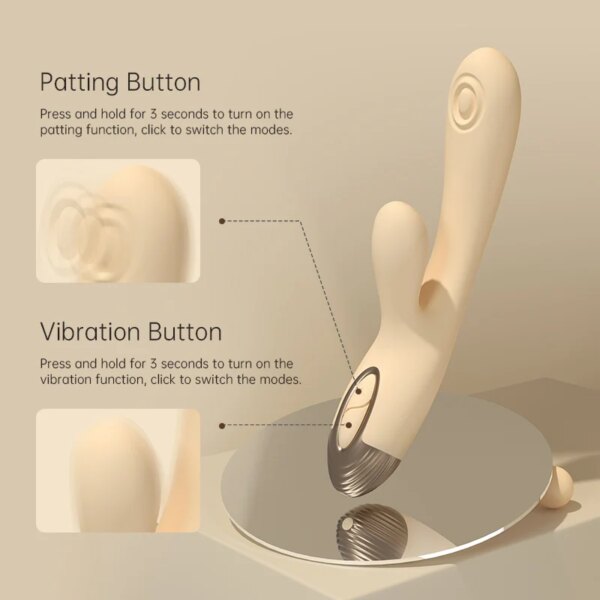 Rabbit Vibrator with Unique Patting Function Clitoris Stimulator Dildo with 10 Powerful Modes Dual Motor Stimulator