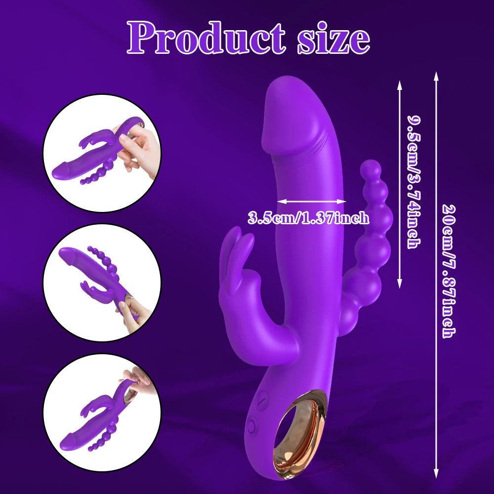 3 in 1 G-Spot Rabbit Vibrator for Women Dildo Vagina Clitoris Stimulator Anal Double Penetration Female Sex Toys for Adults 3 in 1 G-Spot Rabbit Vibrator for Women Dildo Vagina Clitoris Stimulator Anal Double Penetration Female Sex Toys for Adults