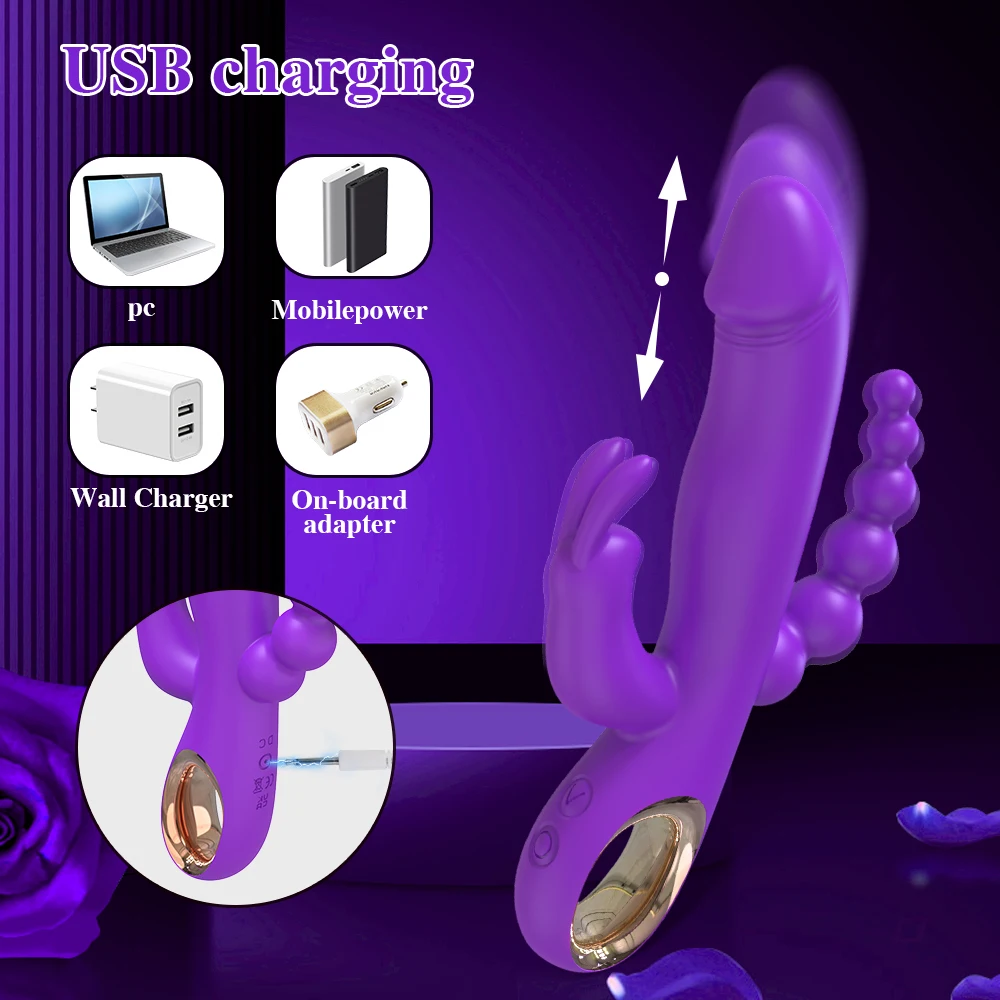 3 in 1 G-Spot Rabbit Vibrator for Women Dildo Vagina Clitoris Stimulator Anal Double Penetration Female Sex Toys for Adults 3 in 1 G-Spot Rabbit Vibrator for Women Dildo Vagina Clitoris Stimulator Anal Double Penetration Female Sex Toys for Adults
