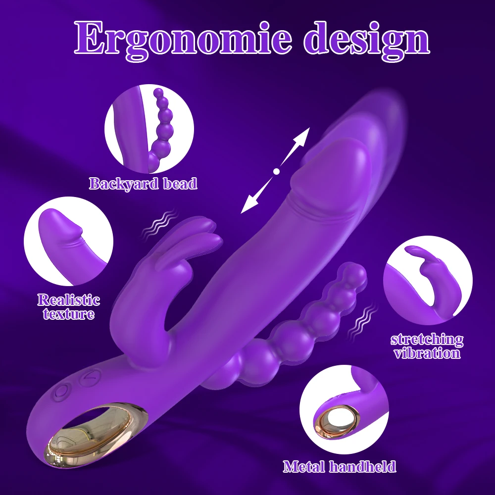 3 in 1 G-Spot Rabbit Vibrator for Women Dildo Vagina Clitoris Stimulator Anal Double Penetration Female Sex Toys for Adults 3 in 1 G-Spot Rabbit Vibrator for Women Dildo Vagina Clitoris Stimulator Anal Double Penetration Female Sex Toys for Adults