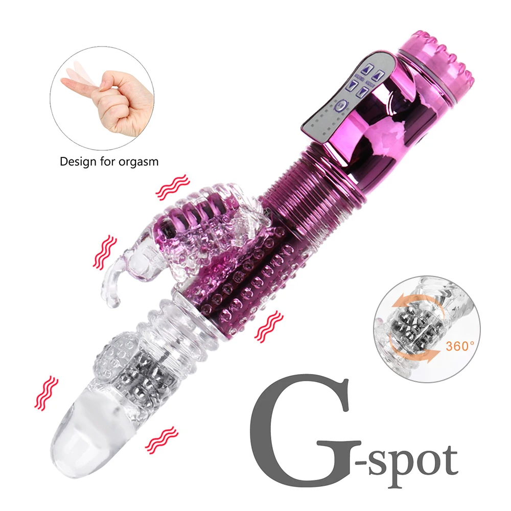 Rabbit Vibrator Telescopic Dildo Vibrator G-Spot Clit AV Stick Stimulator Vaginal Massager Sex Toys for Women Female rechargable