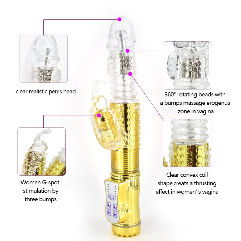Rabbit Vibrator Telescopic Dildo Vibrator G-Spot Clit AV Stick Stimulator Vaginal Massager Sex Toys for Women Female rechargable