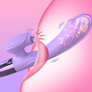 Powerful G Spot Rabbit Vibrator for Women with Tongue Licking Clitoris Stimulator Heating Dildo Adults Goods Sex Toys for Female
