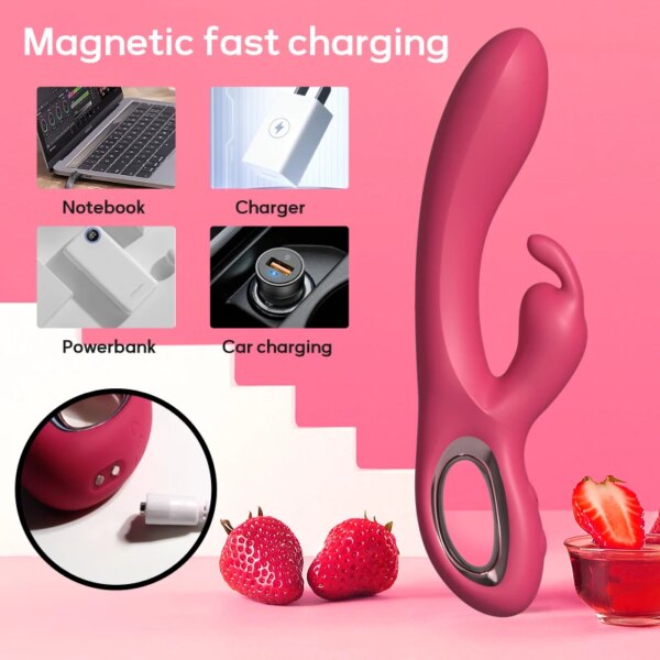 Clitoris Vibrator for Women Rabbit Dildo Female Vagina Masturbaror 10 Speeds Dual Motors Massager Sex Toys for Adult Supplies 18