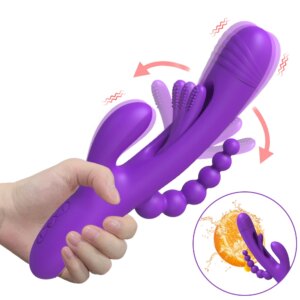 G Spot Rabbit Vibrator for Woman Anal Dildo 3 in 1 Sex Toy Adult with10 Vibrating Modes Waterproof Clitoris Massage Stimulato