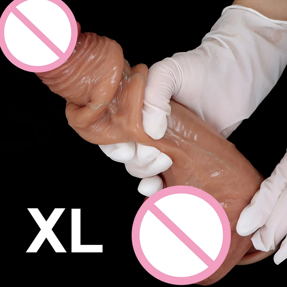 Strap On Realistic Dildos for Women Lesbian Realistic Skin Sliding Foreskin Testicles Dildo For Anal Big Dick Sex Toys Penis