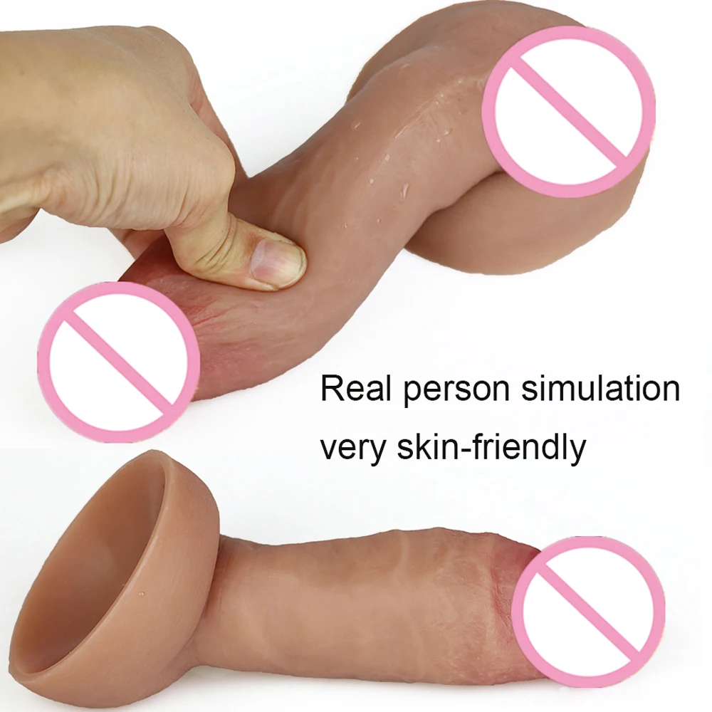Super Skin Silicone Realistic Dildo Soft Suction Cup Big Huge Strapon Penis Dick Adults Sex Toys For Women Female Masturbator