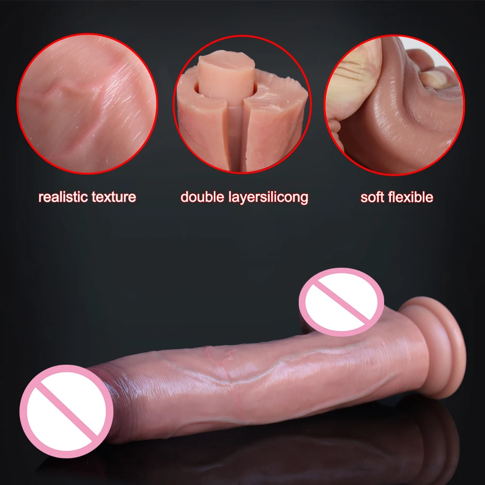 Soft Sexy Huge Dildo Skin Feeling Realistic Penis Sex Toys for Women Big Dicks Double Layersilicong Suction Cup Anal stimulator Soft Sexy Huge Dildo Skin Feeling Realistic Penis Sex Toys for Women Big Dicks Double Layersilicong Suction Cup Anal stimulator