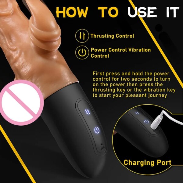Realistic Dildo Vibrator for Women Thrusting Penis G Spot Clitoral Stimulation Telescopic Dick Handheld Adult Sex Toys Couples