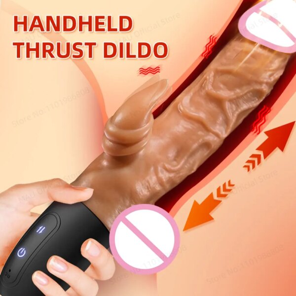 Realistic Dildo Vibrator for Women Thrusting Penis G Spot Clitoral Stimulation Telescopic Dick Handheld Adult Sex Toys Couples