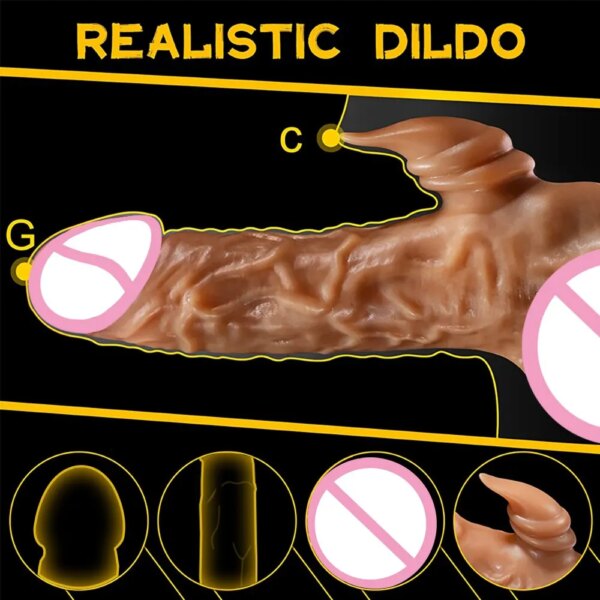 Realistic Dildo Vibrator for Women Thrusting Penis G Spot Clitoral Stimulation Telescopic Dick Handheld Adult Sex Toys Couples