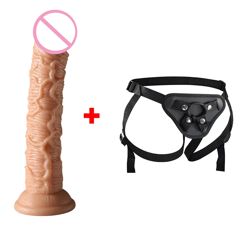 Realistic Simulation Big Dildo with Strap Penis Sex Toy Female Vaginal Anal Masturbator Dick With Suction Cup for Women Lesbian