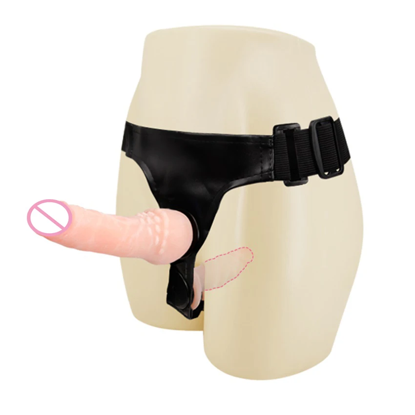 Strap On Realistic Double Dildo Pants For  Woman Men Couples Dildo Panties For Lesbian Gay Flesh purple Vibrator Dildo For Gay