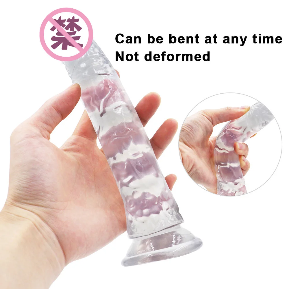 8.4 inch 21cm Realistic Erotic Jelly Dildo With Super Strong Suction Cup Sex Toys for Woman Artificial Penis G-spot Simulation