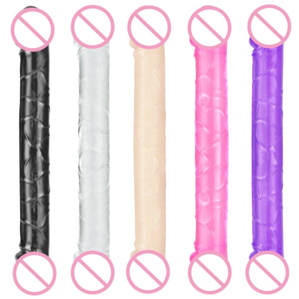 Double Head Dildo Long Jelly Realistic Dildo Double Ended Dildo Flexible Penis for Women Masturbator Sex Toys for Lesbian