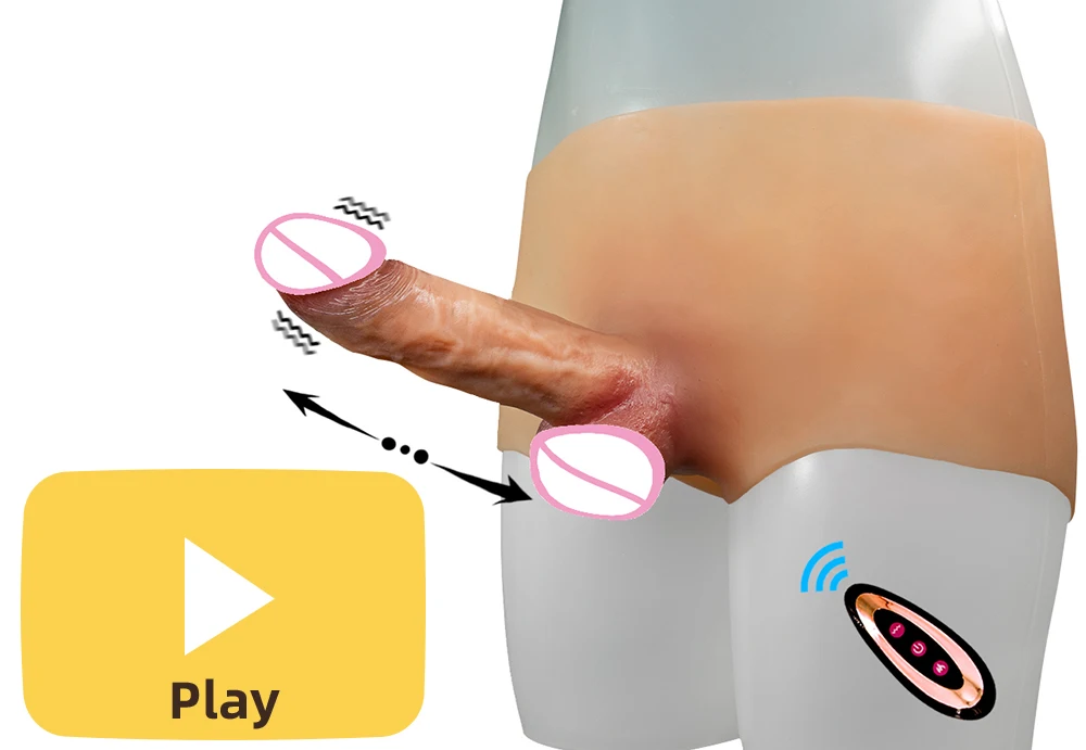 Electric Telescopic Swing Strap On Dildo Realistic Pants Penis Big Dick for Women Lesbian Adult Sex Toys Heating Wearable Dildo