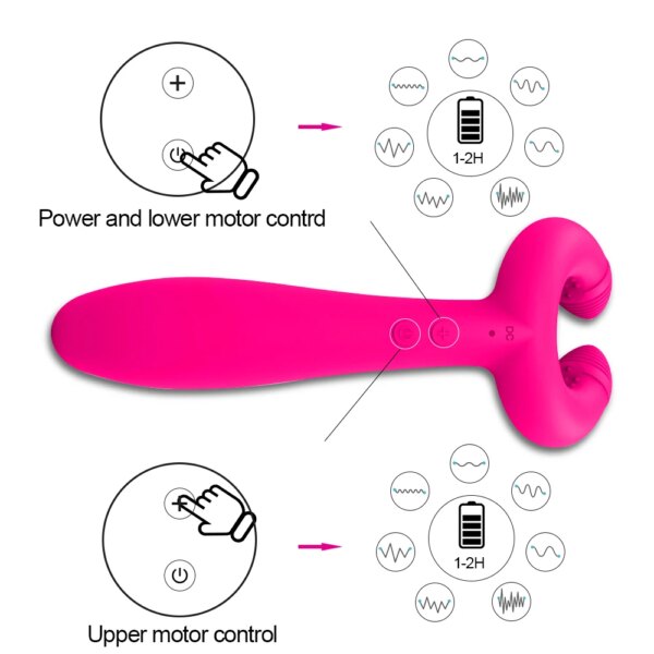 G-Spot 3 Motors Dildo Vibrator Anal Vagina Double Penetration Clitoris Penis Stimulator Sex Toys for Women Men Couples Adults 18