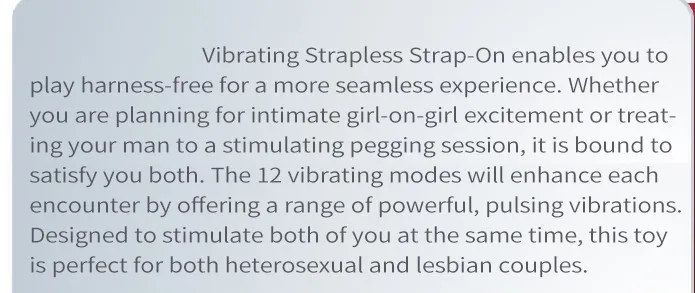 Strapless 12 Speed Strap-on Dildos Vibrators For Women  Vibrating Double Penetration Strapon Vibrator Lesbian