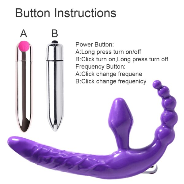Strapless Strapon Dildo Vibrator 4 in 1 Sex Toys for Adult Double Penetration Anal Plug Anal Beads Vibrators for Women Lesbian